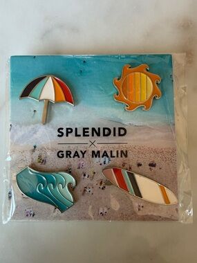 Splendid Multicolor Beach Pin Set - Teal, Orange, Yellow, Red, White